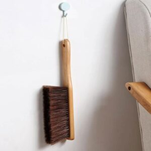 Typutomi Hand Broom with Wood Handle, Soft Dust Brush Household Cleaning Brush Counter Brush for Bed Sofa Furniture Couch Bench Car(14.17in)