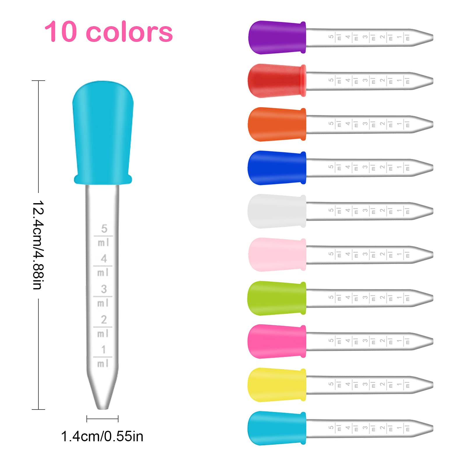 20 Pack Pipettes Dropper liquid droppers 5ml Clear eye dropper Silicone and Plastic Water Droppers with Bulb Tip and Clean Brush