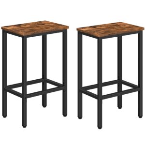 mahancris bar stools, set of 2 bar chairs, kitchen breakfast bar stools with footrest, 25.8" dining stools, rectangular industrial bar chairs, for dining room, kitchen,rustic brown bahr0101z