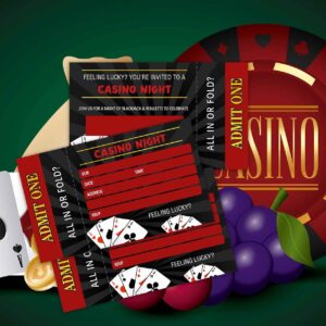 QZCYU Casino Birthday Party Invitation. Casino Ticket. Casino Party Invite. Las Vegas Invitation. (20 Invitations + Envelopes)