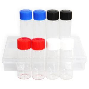 8 Pcs 20ml Glass Vials with Screw Caps, 4 Colors Caps, Clear Glass Vials, Leak-Proof Glass Bottle