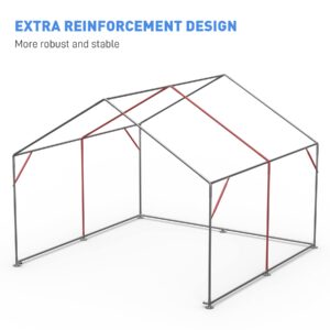 WIILAYOK Outdoor Storage Shelter, 8x8 ft Portable Shed with Roll up Zipper Door, Waterproof and UV Resistant Anti-Snow, Heavy Duty Carport for Storing Garden Tools, Outdoor Equipment