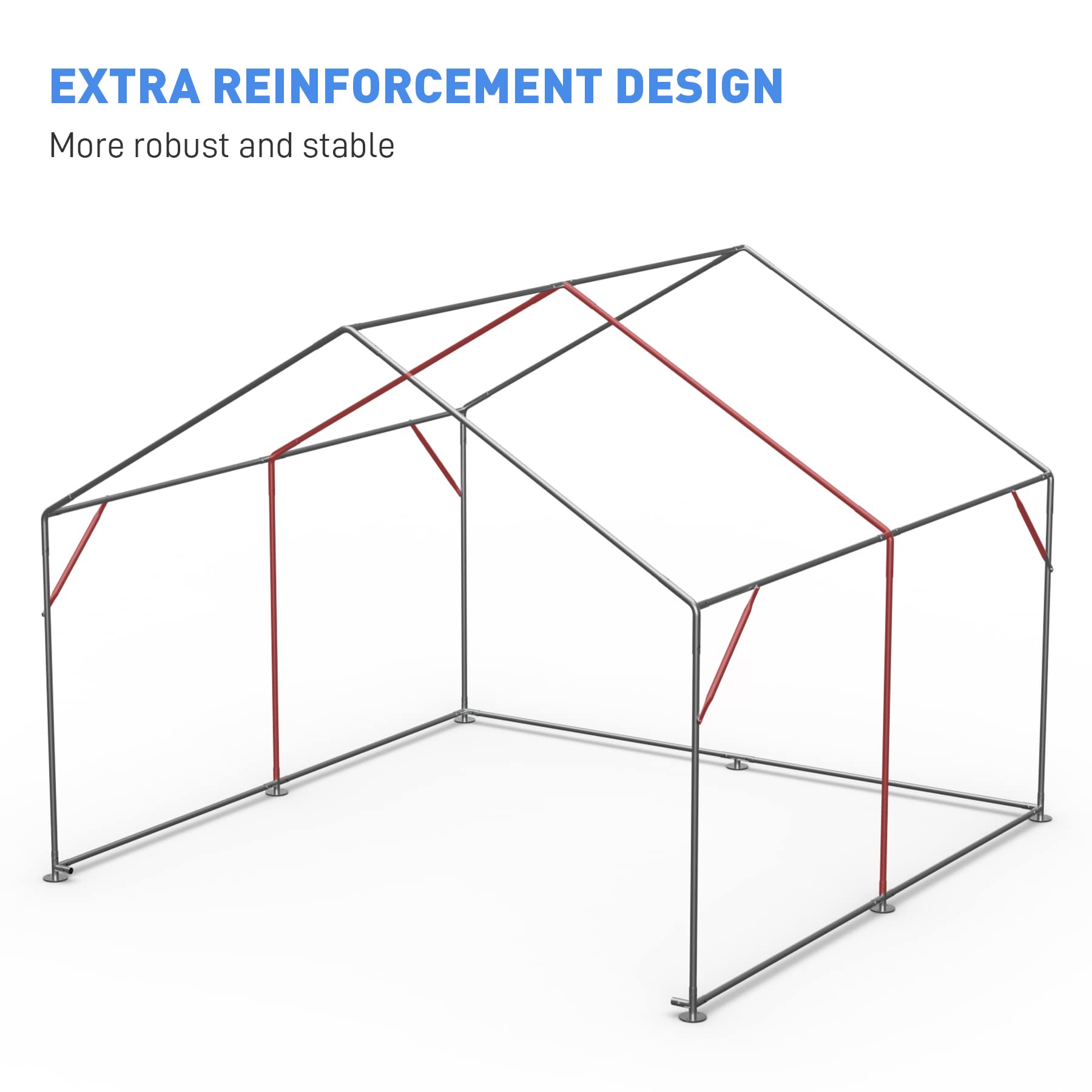 WIILAYOK Outdoor Storage Shelter, 8x8 ft Portable Shed with Roll up Zipper Door, Waterproof and UV Resistant Anti-Snow, Heavy Duty Carport for Storing Garden Tools, Outdoor Equipment