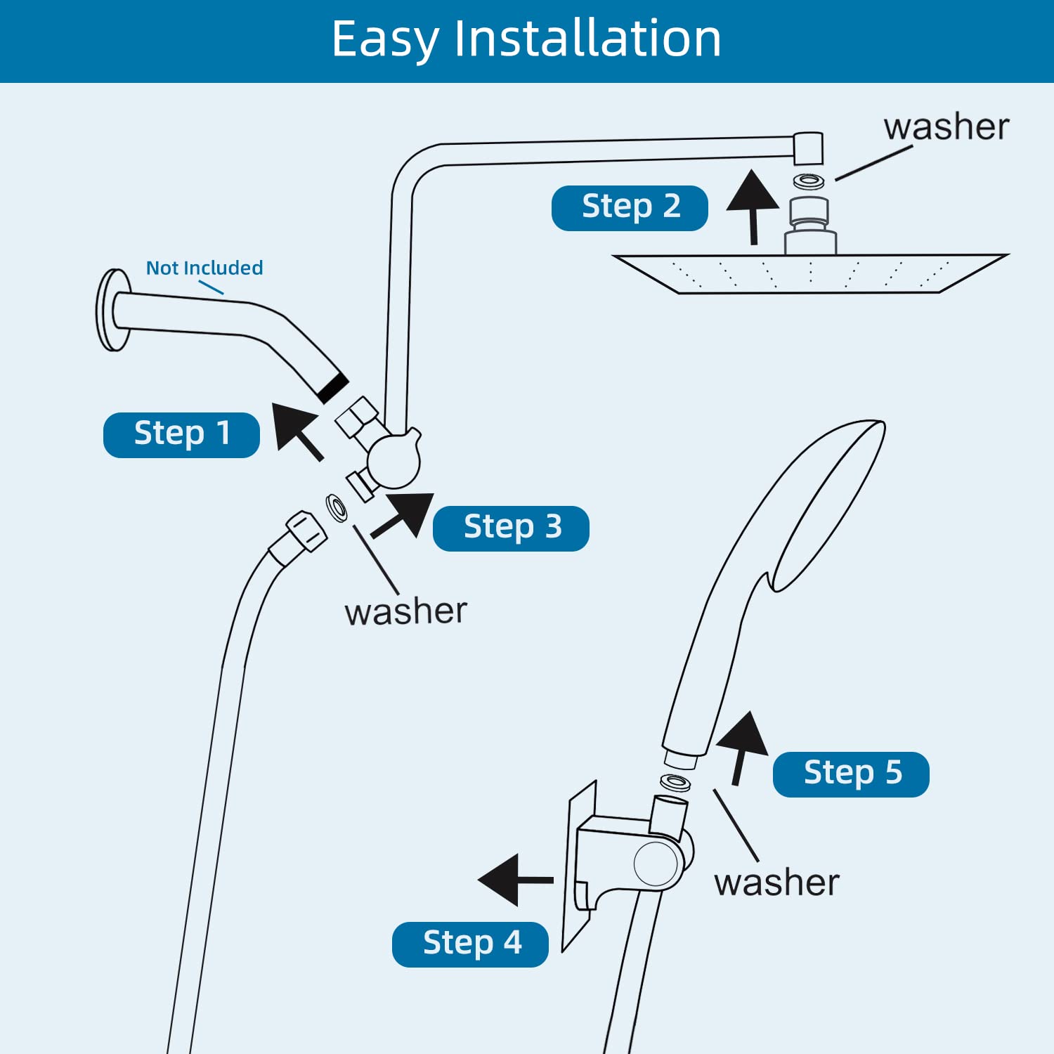 12" High Pressure Rainfall Shower Head All Metal 7-Spray Handheld Showerhead Combo with 11" Adjustable Shower Extension Arm, 71" Hose, Adhesive Shower Head Holder, Oil Rubbed Bronze