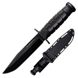 cold steel leatherneck sf 6-3/4" german d2 steel w/black powdercoat clip point fixed blade outdoor camping hunting utility knife | 5" kray-ex handle, weather-resistant secure-ex sheath - blister