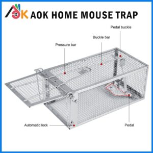 AOK Home Live Humane Cage Trap for Squirrel Mouse Rat Mice Rodent Animal Catcher for Indoor and Outdoor Small Animal 11x5.5x4.5 inch