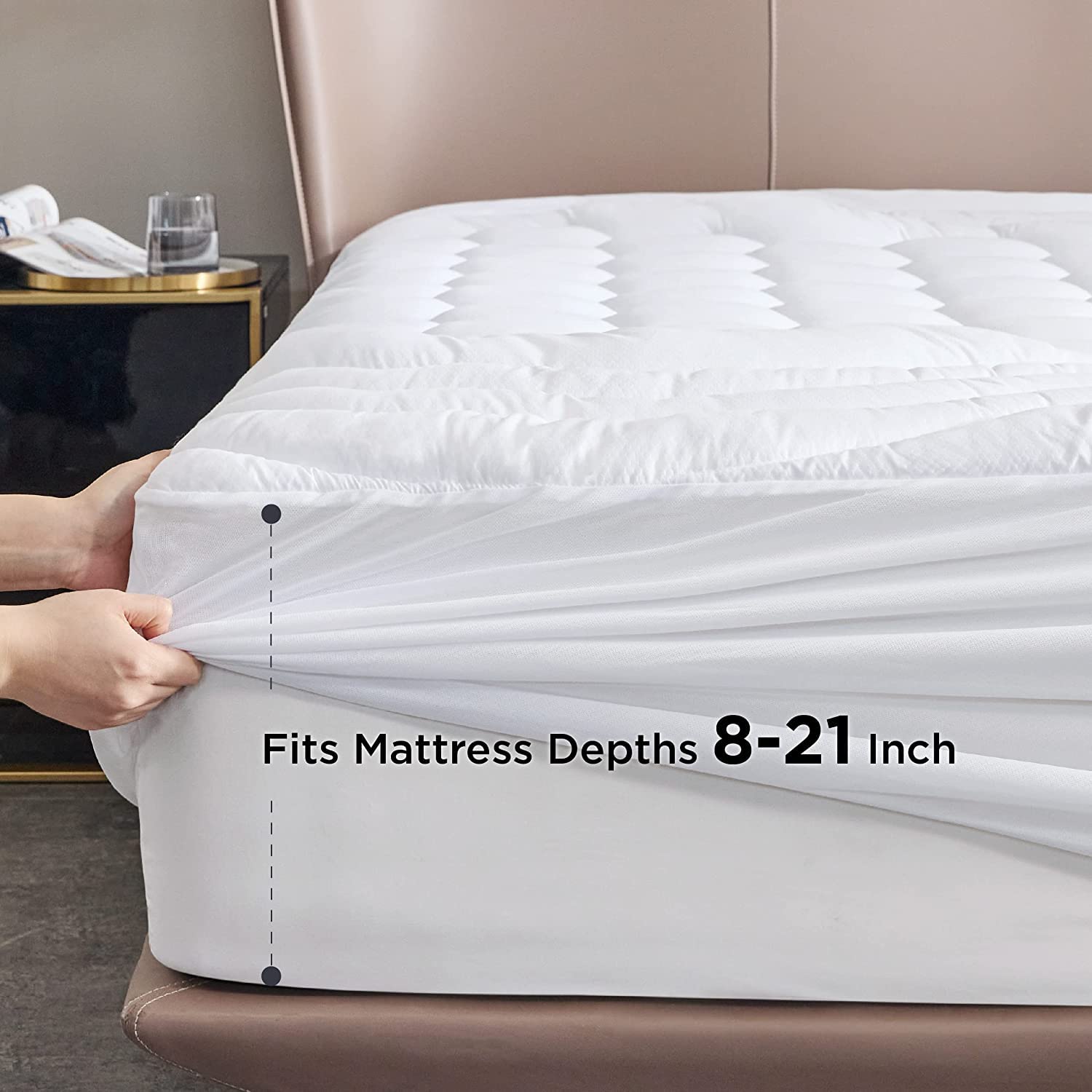 Bedsure Queen Microfiber Mattress Pad White Bundle Queen Cotton Mattress Pad White