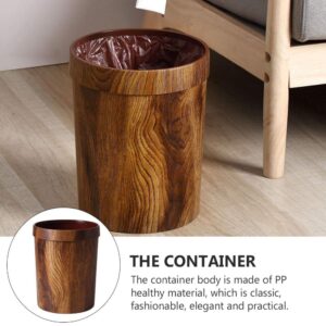 NOLITOY Wooden Trash Can, Round Rubbish Bin Simulation Wood Waste Bins Retro Wastebasket for Bathrooms Kitchen Home Office