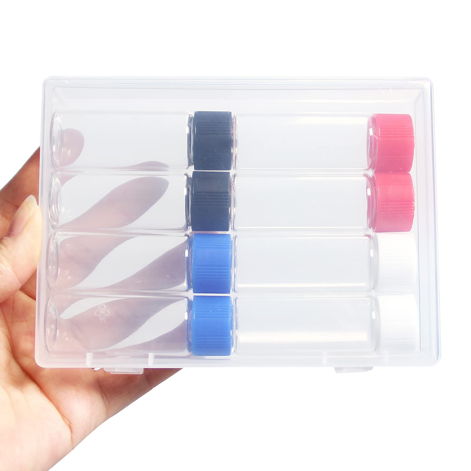 8 Pcs 20ml Glass Vials with Screw Caps, 4 Colors Caps, Clear Glass Vials, Leak-Proof Glass Bottle