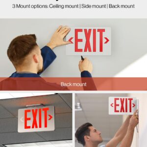 Sunco 12 Pack LED Exit Sign with Emergency Light, Commercial Grade Double Sided Fire Exit Lights, Backup Battery, Illuminated Emergency Exit, 120-277V, Dual Mounting, UL 94V-0 Fire Resistant