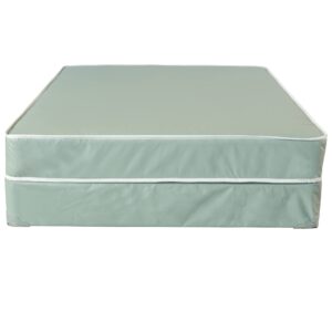 Greaton, 9-Inch Medium Firm Water-Resistance Vinyl Innerspring Mattress & 4” Wood Box Spring Set, Experience Superior Support and Comfort with Clean and Safe Sleep, Full XL, Green