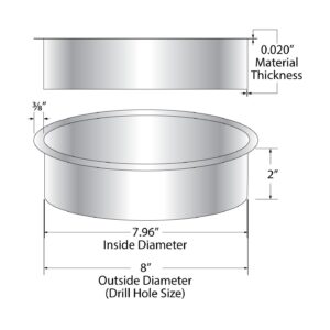 Outwater 8" (Nominal) Diameter x 2" Height 304 Stainless Steel Trash Grommets for Countertop Inserted Trash Chutes