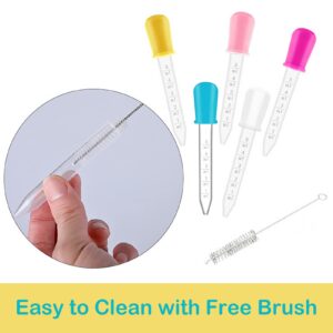 20 Pack Pipettes Dropper liquid droppers 5ml Clear eye dropper Silicone and Plastic Water Droppers with Bulb Tip and Clean Brush