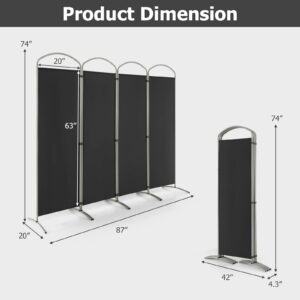 GOFLAME 4 Panels Room Divider, 6 Ft Folding Privacy Screen with Stable Metal Frame, Freestanding Fabric Wall Divider and Separator, Portable Room Partition Screen for Home Office Hospital, White