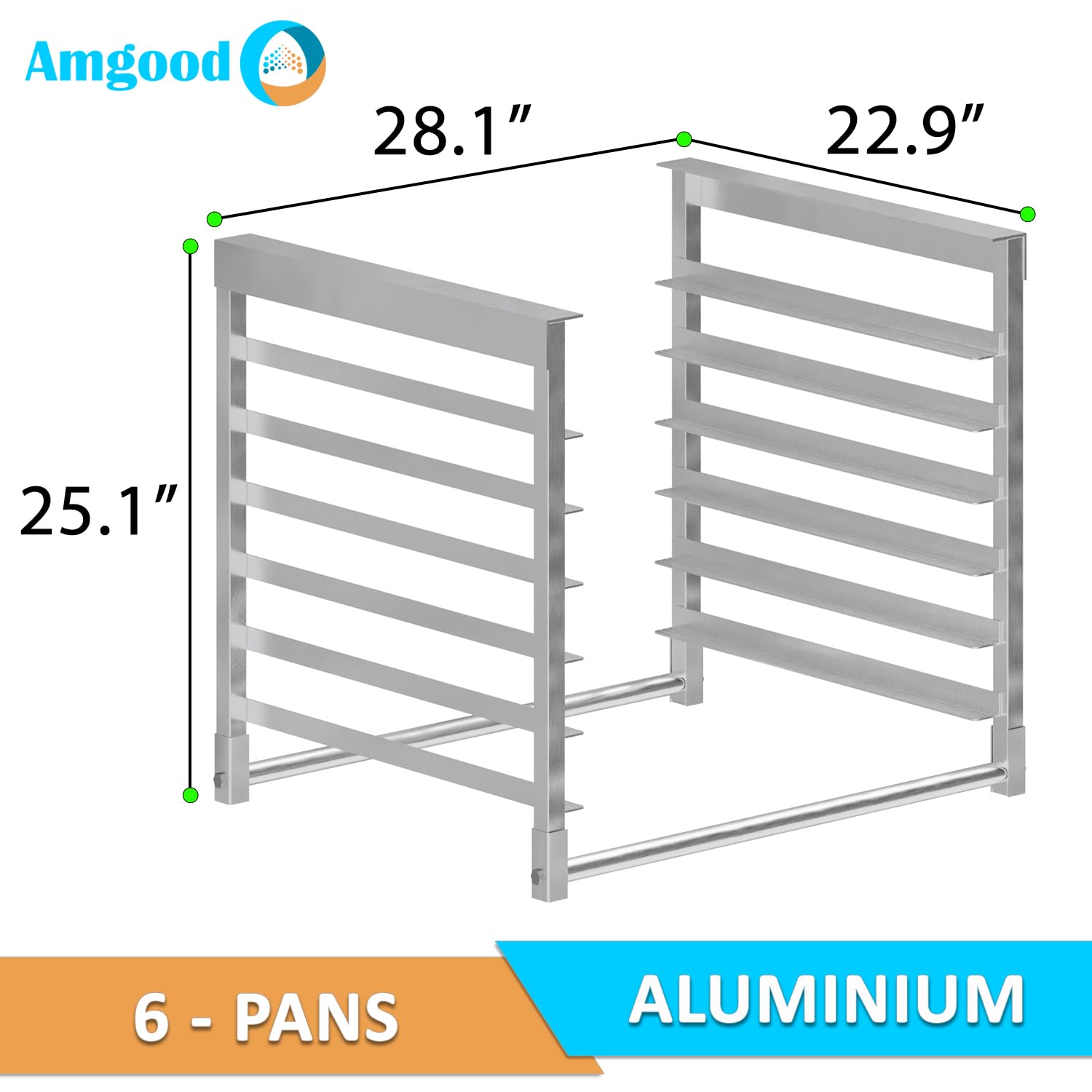 AmGood Table-Mounted Aluminum Bun Pan Rack for 30" Wide Work Tables - 6 Pan Capacity