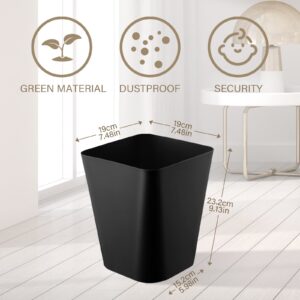 Hoolerry 9 Pieces 2 Gallon Small Trash Cans Bulk Bathroom Trash Bin Plastic Wastebasket Square Garbage Can for Bedroom Slim Bathroom Trashcan Small Container for Kitchen Office Home Rooms(Black)