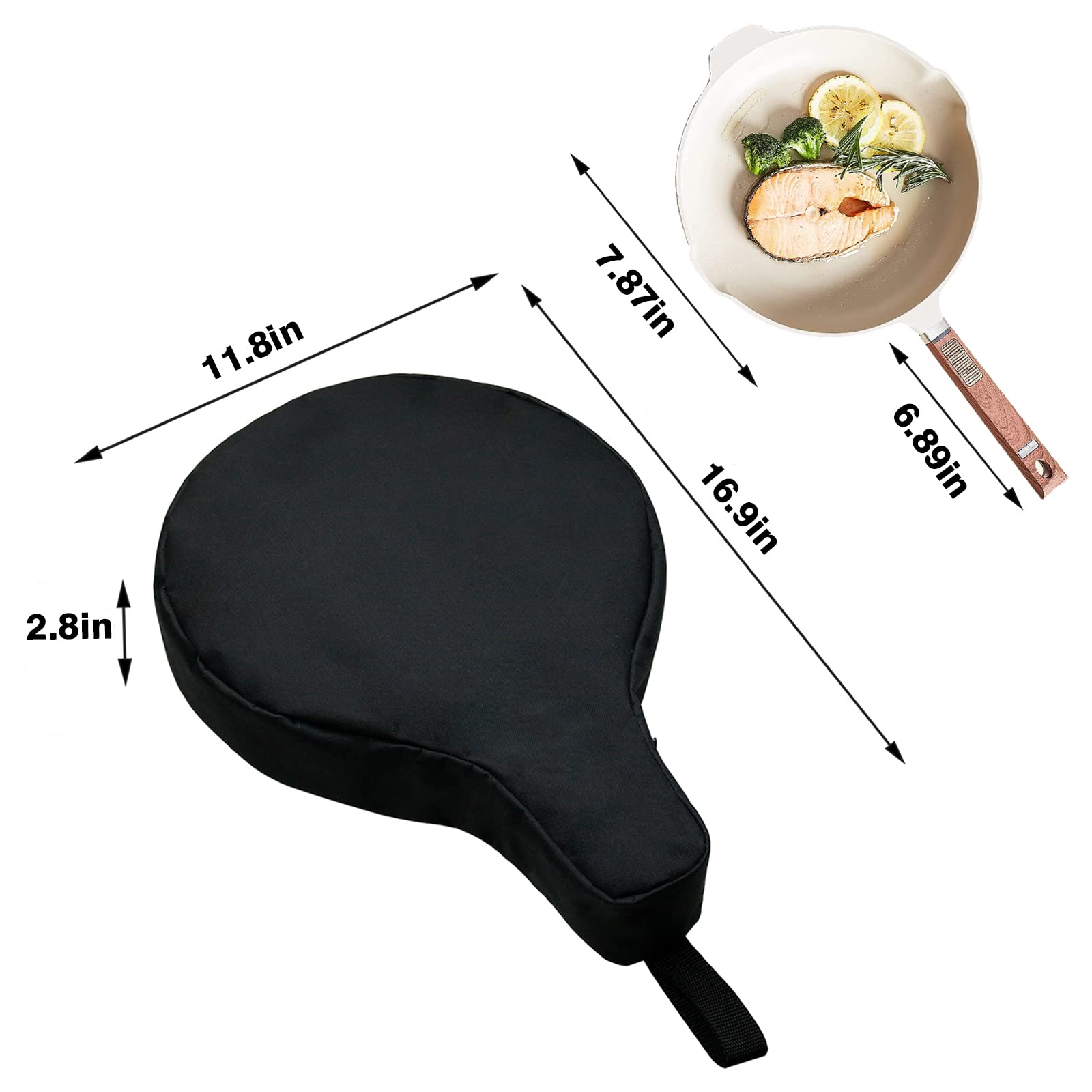 Cast Iron Camping Skillet Bag for 8/10/12In Skillets, DOKSMERIA Durable Skillet Pan Storage Bag Water Resistant Frying Pan Bag with Hanging Loop, Lightweight Skillet Bag for Camping Outdoors (Black)