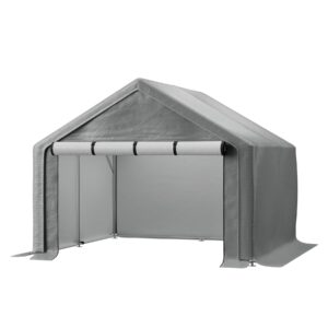 wiilayok outdoor storage shelter, 8x8 ft portable shed with roll up zipper door, waterproof and uv resistant anti-snow, heavy duty carport for storing garden tools, outdoor equipment