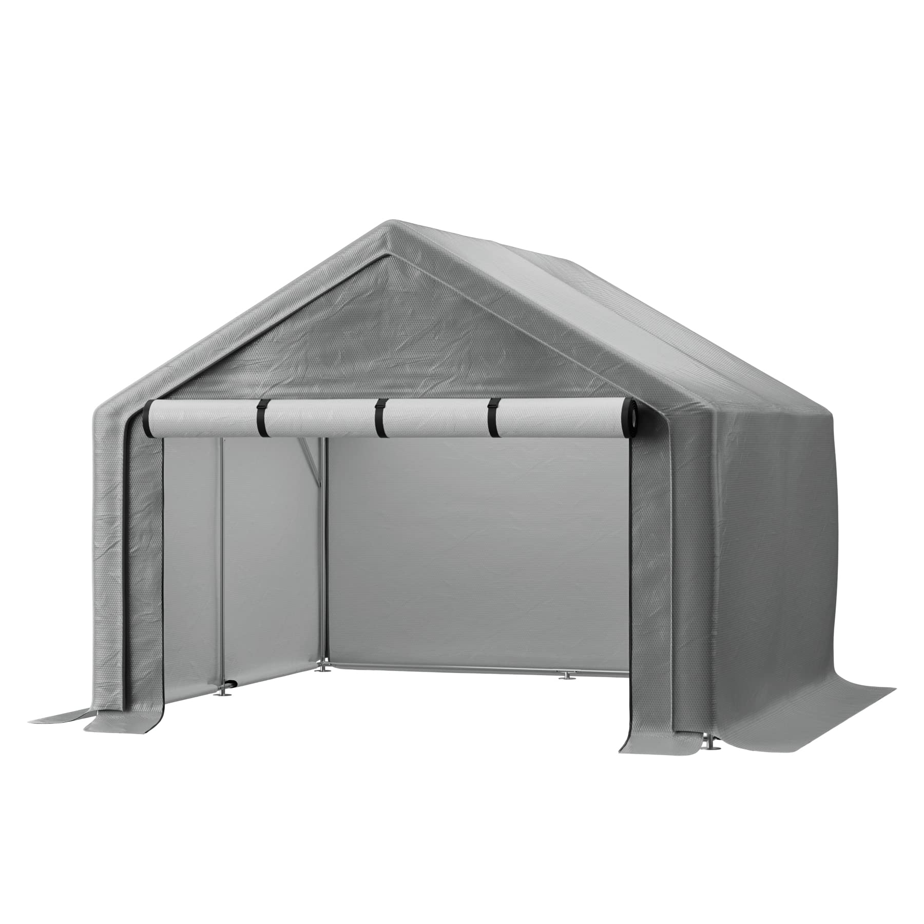 WIILAYOK Outdoor Storage Shelter, 8x8 ft Portable Shed with Roll up Zipper Door, Waterproof and UV Resistant Anti-Snow, Heavy Duty Carport for Storing Garden Tools, Outdoor Equipment