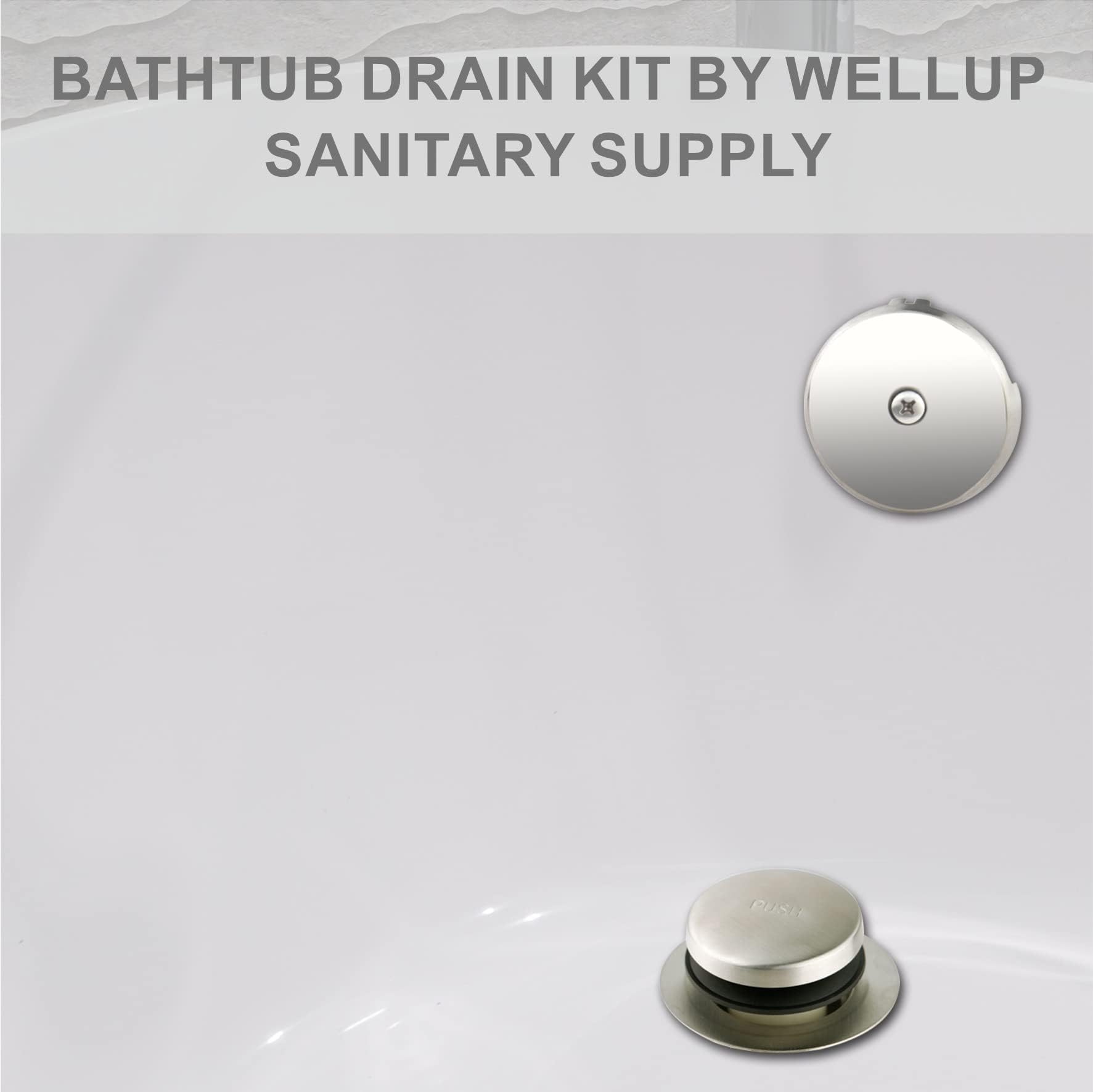 Wellup Tub Drain Tip Toe Bathtub Drain Conversion Kit Assembly, Replacement Bath Drain Trim Kit with Single Hole Overflow Faceplate and Fine/Coarse Thread, Brushed Nickel