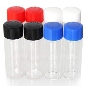 8 pcs 20ml glass vials with screw caps, 4 colors caps, clear glass vials, leak-proof glass bottle