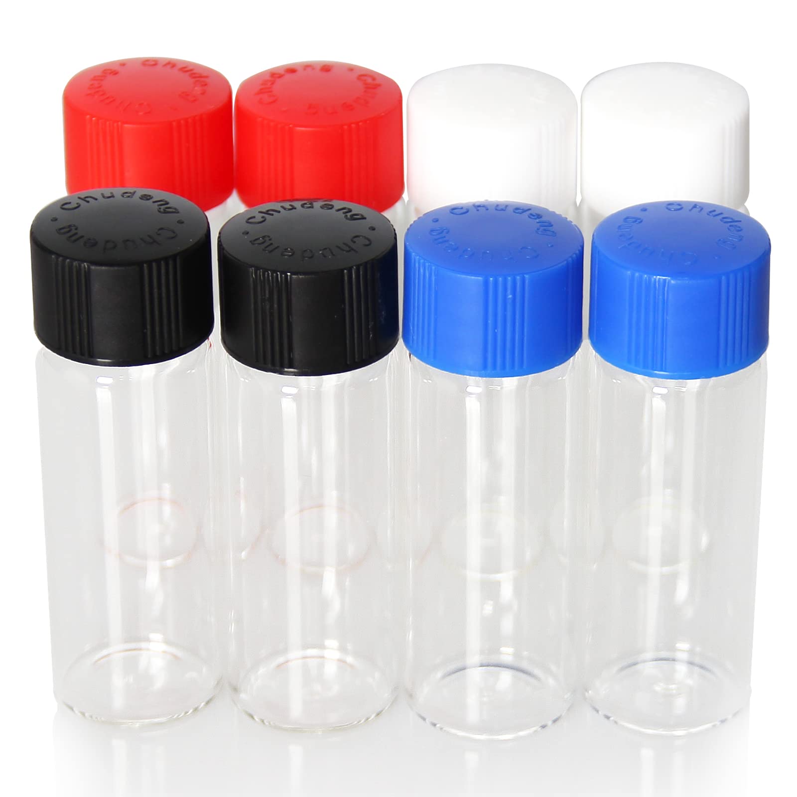 8 Pcs 20ml Glass Vials with Screw Caps, 4 Colors Caps, Clear Glass Vials, Leak-Proof Glass Bottle