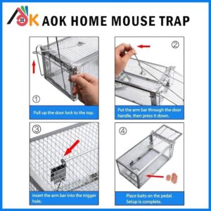 AOK Home Live Humane Cage Trap for Squirrel Mouse Rat Mice Rodent Animal Catcher for Indoor and Outdoor Small Animal 11x5.5x4.5 inch