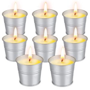 citronella candles outdoor, 8 pack natural soy wax scented candles, 120h burn time bucket candles summer gifts for patio yard home balcony garden camping bbq