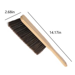 Typutomi Hand Broom with Wood Handle, Soft Dust Brush Household Cleaning Brush Counter Brush for Bed Sofa Furniture Couch Bench Car(14.17in)