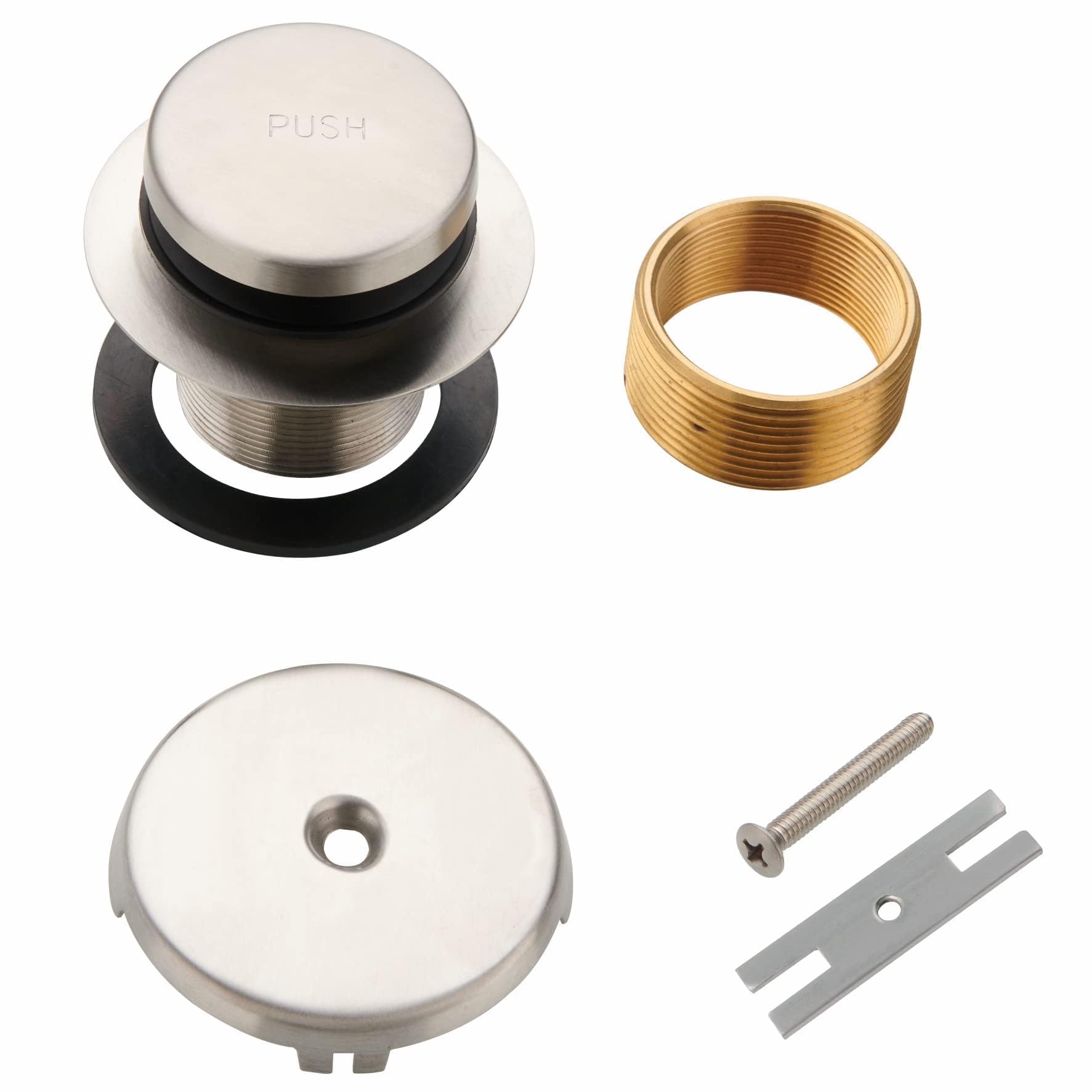 Wellup Tub Drain Tip Toe Bathtub Drain Conversion Kit Assembly, Replacement Bath Drain Trim Kit with Single Hole Overflow Faceplate and Fine/Coarse Thread, Brushed Nickel