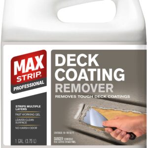 Max Strip Deck Coating Remover - 1 Gallon - Professional Fast Working Gel Strips Multiple Layers - Removes Tough Deck Coatings - No Harsh Odor Leaves Surface Clean