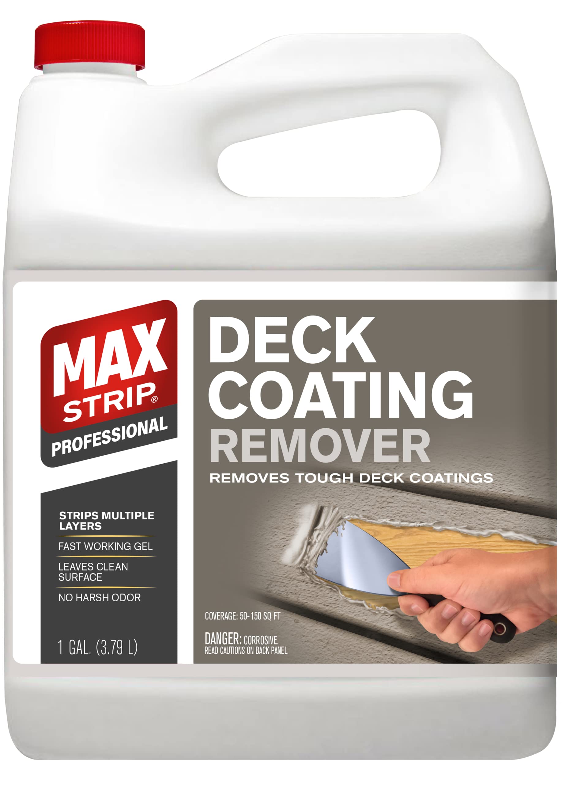 Max Strip Deck Coating Remover - 1 Gallon - Professional Fast Working Gel Strips Multiple Layers - Removes Tough Deck Coatings - No Harsh Odor Leaves Surface Clean