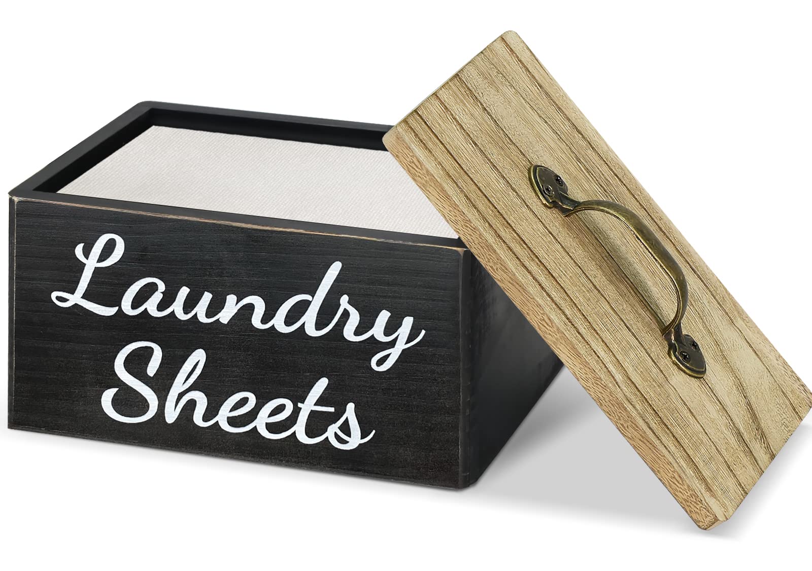 Laundry Dryer Sheet Dispenser Dryer Sheets Holder with Lid for Laundry Room Decor, Wooden Fabric Softener Dispenser Detergent Holder, Dryer Sheet Container for Laundry Room Organization Storage