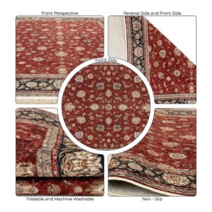 Alfa Rich Ultra-Thin (0.25 in) 5x8 Red Blue Washable Non-Slip Area Rugs for Living Room Bedroom Rug