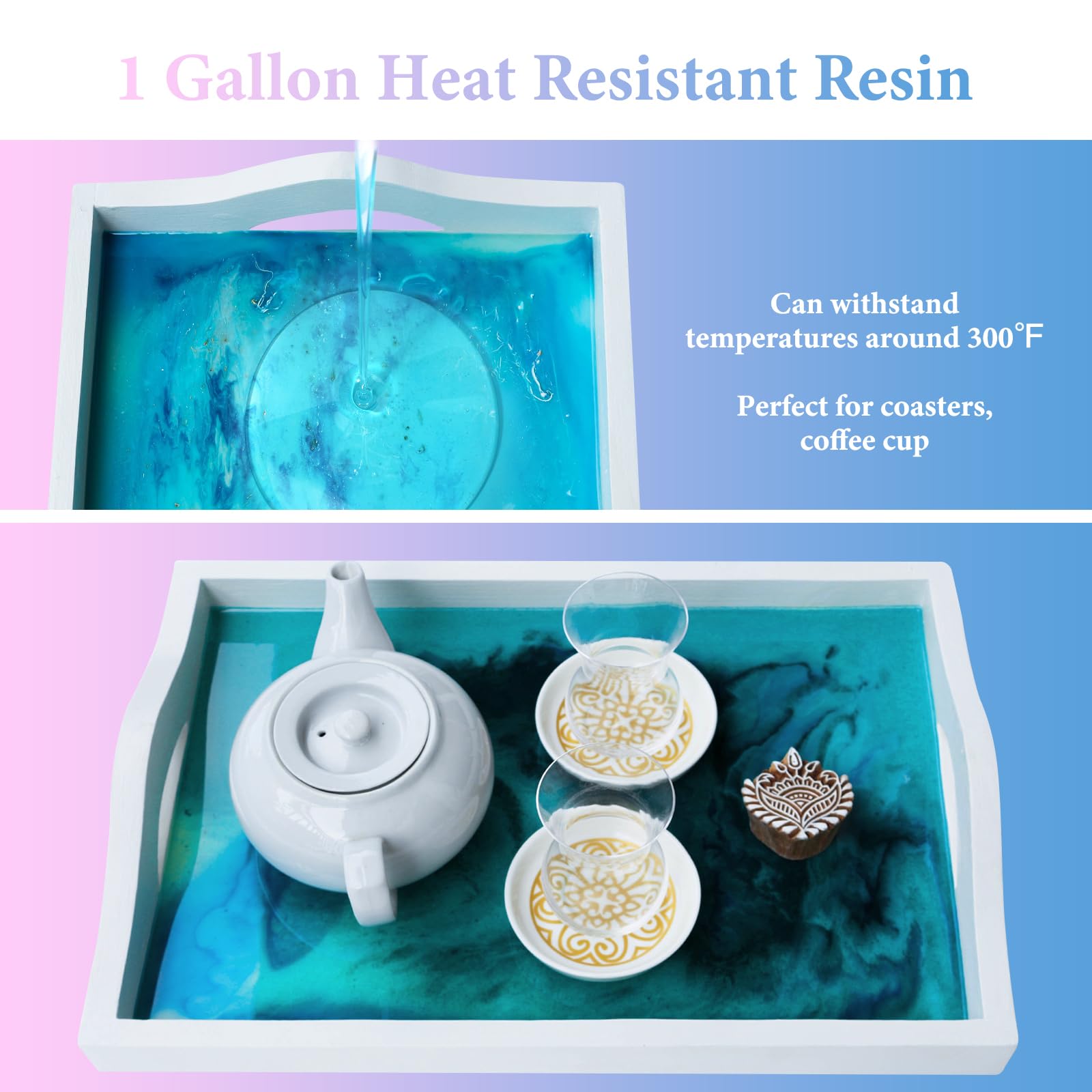 Epoxy Resin 1 Gallon - Crystal Clear Epoxy Resin Kit - Self-Leveling, High-Glossy, No Yellowing, No Bubbles Casting Resin Perfect for Crafts, Table Tops, DIY 1:1 Ratio