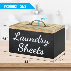 Laundry Dryer Sheet Dispenser Dryer Sheets Holder with Lid for Laundry Room Decor, Wooden Fabric Softener Dispenser Detergent Holder, Dryer Sheet Container for Laundry Room Organization Storage