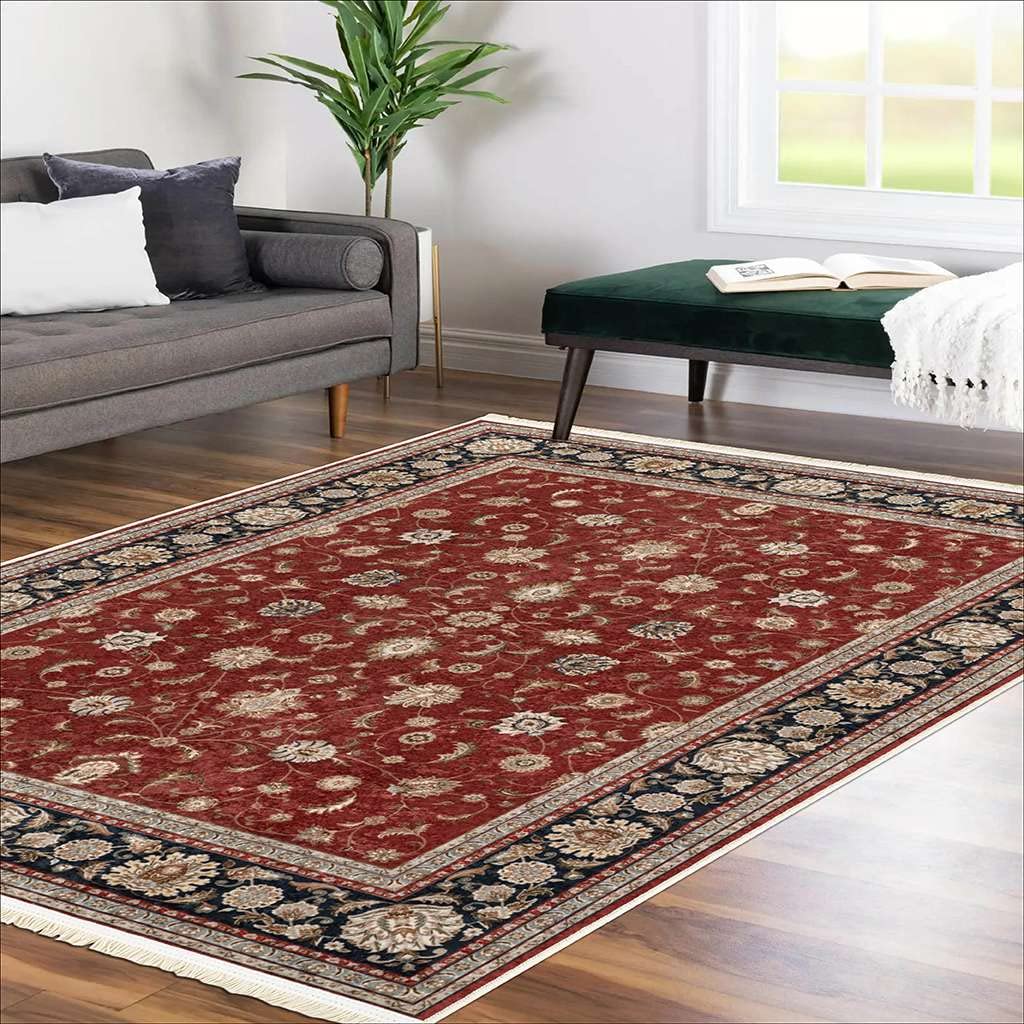 Alfa Rich Ultra-Thin (0.25 in) 5x8 Red Blue Washable Non-Slip Area Rugs for Living Room Bedroom Rug