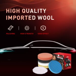 KUIMIT 6" Buffing Polishing Pads, 6Pcs 6.5inch 150mm for 6 Inch Backing Plate, Compound Buffing Sponge Pads and Woolen Pads Cutting Polishing Pad Kit for Car Buffer Polisher (Honeycomb Structure)