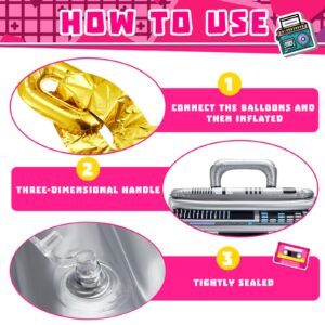 22 Pieces Inflatable Boom Box Beverage Inflatable Cooler Inflatable Mobile Phone and 16 Inch Gold Inflatable Foil Chain Balloons 80s 90s Party Decorations Graduation Cosplay Hip Hop Party Decoration