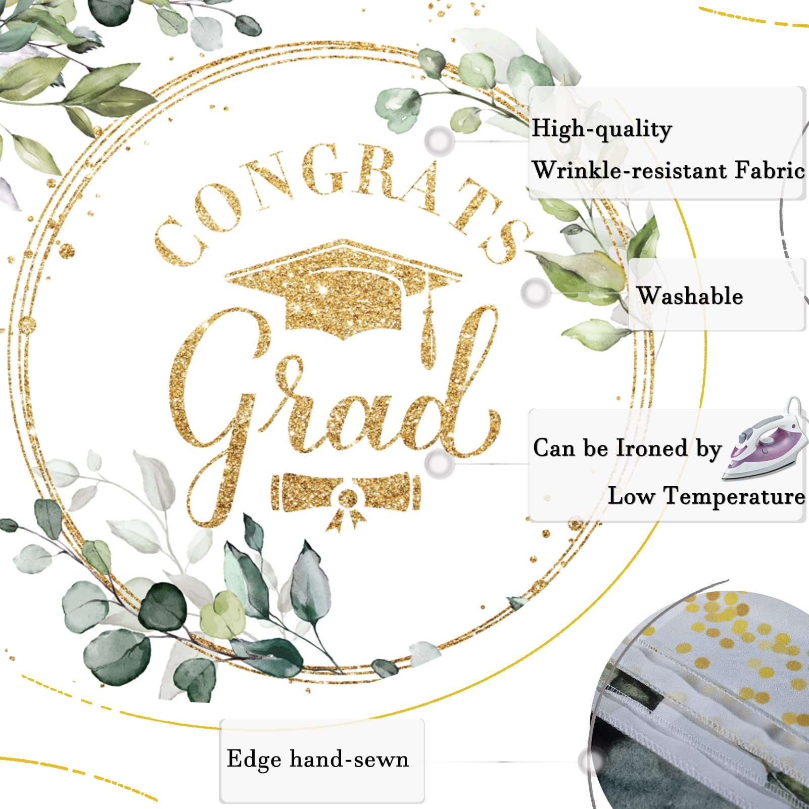 Rsuuinu Greenery Congrats Grad Backdrop Graduation Class of 2024 Green Leaves Graduate Party Photography Background Graduation Party Decorations Supplies Cake Table Banner Photo Booth Props 7x5ft