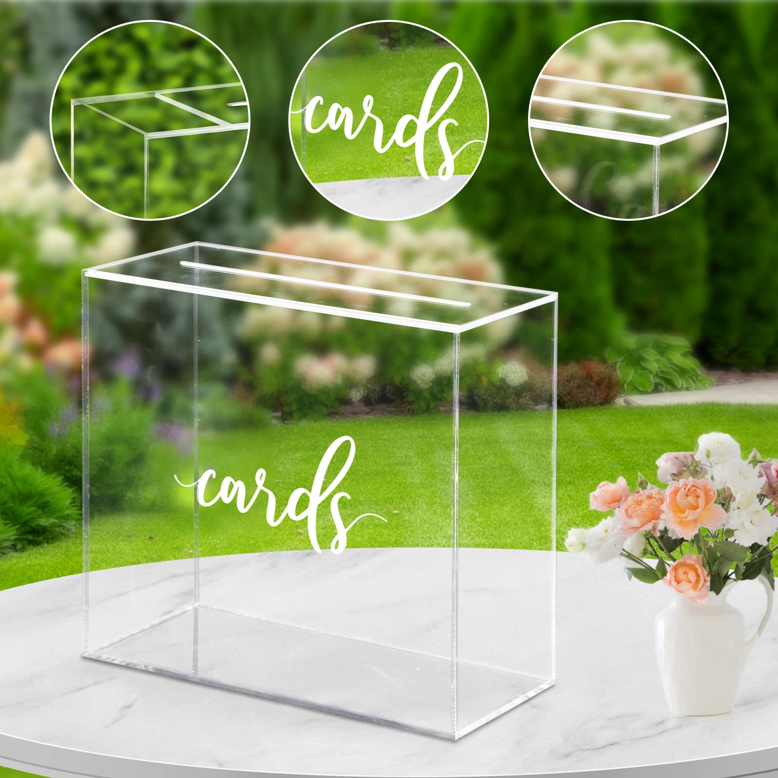 Waenerec Acrylic Card Box Wedding with Slot Elegant Large Blank Clear Gift Card Boxes for Reception, Party, Money Box, Wishing Well, Graduation, Birthday, Baby Shower