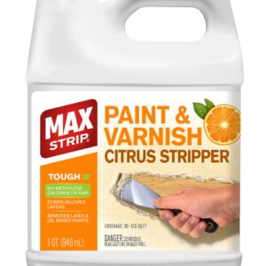 Max Strip Paint & Varnish Citrus Stripper - 1 Quart - Strips Multiple Layers - Removes Latex and Oil Based Paints - No Methylene Chloride No NMP Powerful Formula