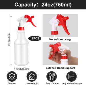 Gerrii 12 Pcs Plastic Spray Bottles with Adjustable Nozzle and Label for Cleaning Solutions 24 oz No Leak HDPE Spraying Bottles Empty Water Squirt Bottle Household Industrial Mist Plant Sprayer