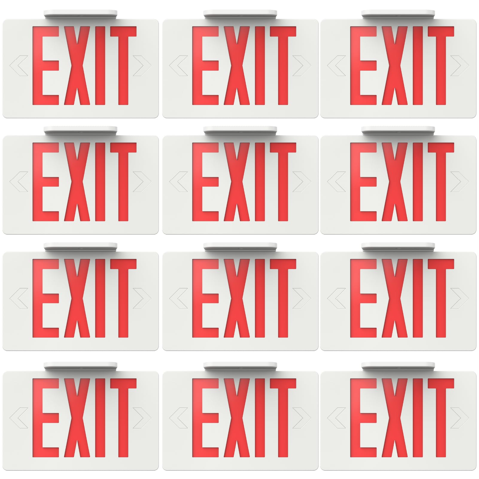 Sunco 12 Pack LED Exit Sign with Emergency Light, Commercial Grade Double Sided Fire Exit Lights, Backup Battery, Illuminated Emergency Exit, 120-277V, Dual Mounting, UL 94V-0 Fire Resistant