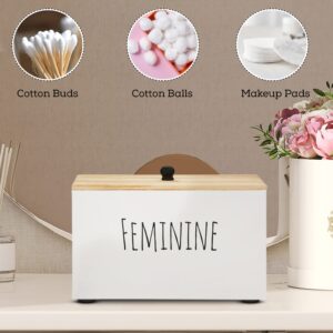 Bliss by Home Tampon Holder Storage for bathroom, Feminine Wood Container Box, Women Product Organizer, Farmhouse Décor, Pad Storage Container Box, Rustic Accessories (white)