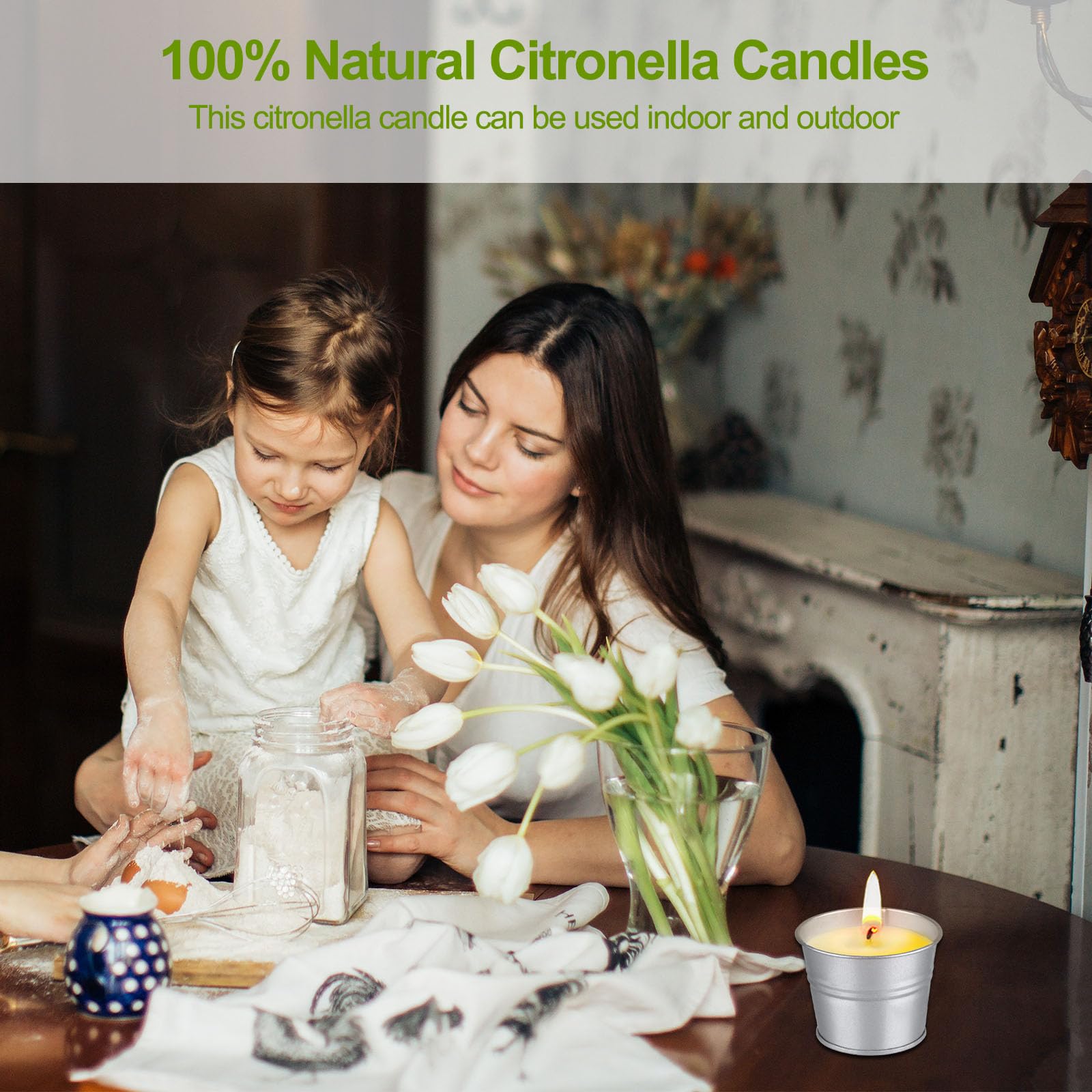 Citronella Candles Outdoor, 8 Pack Natural Soy Wax Scented Candles, 120h Burn Time Bucket Candles Summer Gifts for Patio Yard Home Balcony Garden Camping BBQ