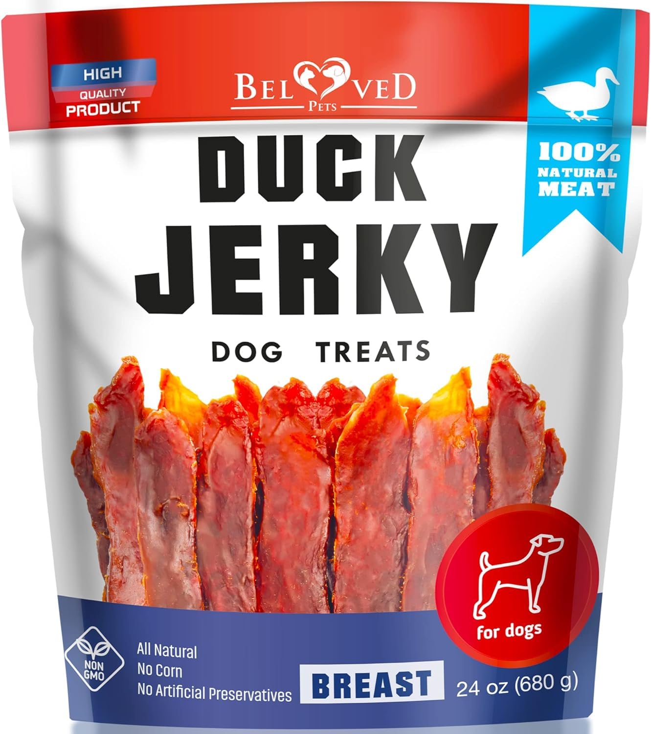 Duck Jerky Dog Treats - Human Grade Pet Snacks - Natural High Protein Meat Dried Strips - Best Chews for Training Small & Large Dogs - Bulk Soft Pack