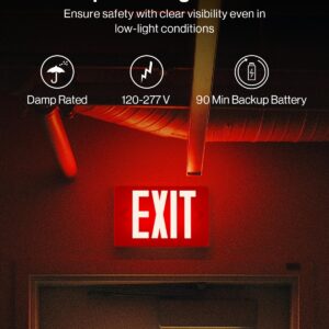 Sunco 12 Pack LED Exit Sign with Emergency Light, Commercial Grade Double Sided Fire Exit Lights, Backup Battery, Illuminated Emergency Exit, 120-277V, Dual Mounting, UL 94V-0 Fire Resistant