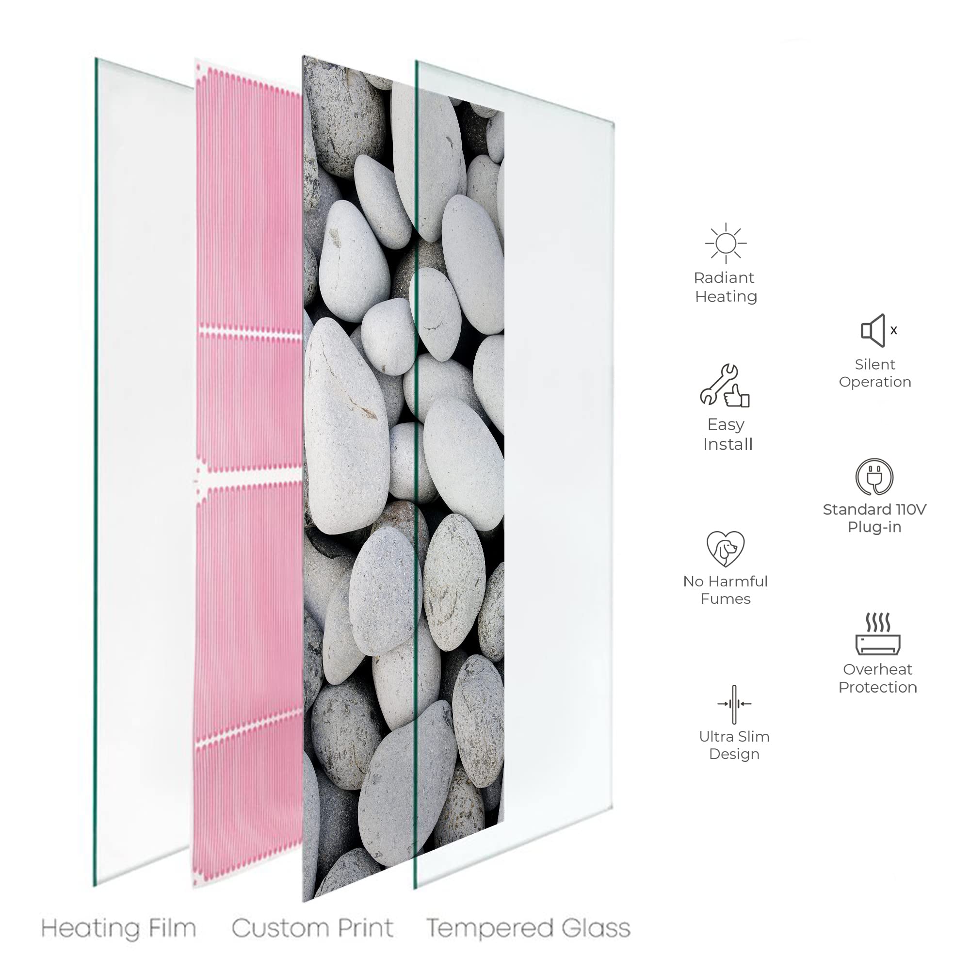 Heat Storm Rock Pebbles 16x48 Glass Print Towel Warmer