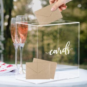 waenerec acrylic card box wedding with slot elegant large blank clear gift card boxes for reception, party, money box, wishing well, graduation, birthday, baby shower